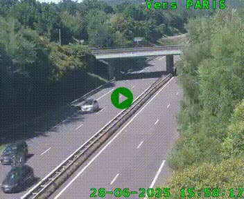 Caméra routière sur l'autoroute A20 au nord de Limoges, à la jonction avec la N520. Vue orientée vers Paris
