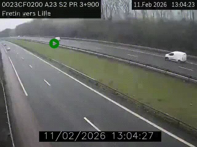 Webcam autoroute A23 à hauteur de Fretin. Vue orientée vers Lille