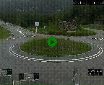 Webcam au nord d'Ax-les-Thermes au niveau de l'aire de chaînage de la N20. Vue orientée vers les Pyrénées, en direction de Pas de la Case