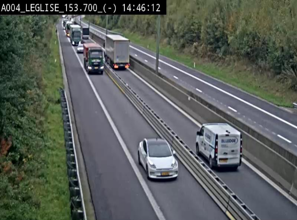 Webcam autoroute A4 (E411-E25) à Léglise, avant la jonction avec la N40. Vue orientée vers Bruxelles