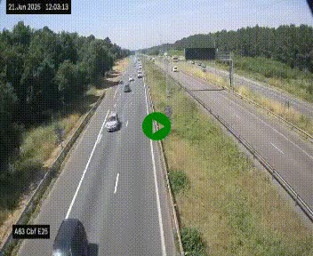Webcam autoroute A63 en périphérie de Bordeaux au sud-est de la ville, en provenance du bassin d'Arcachon. Vue orientée vers Bordeaux