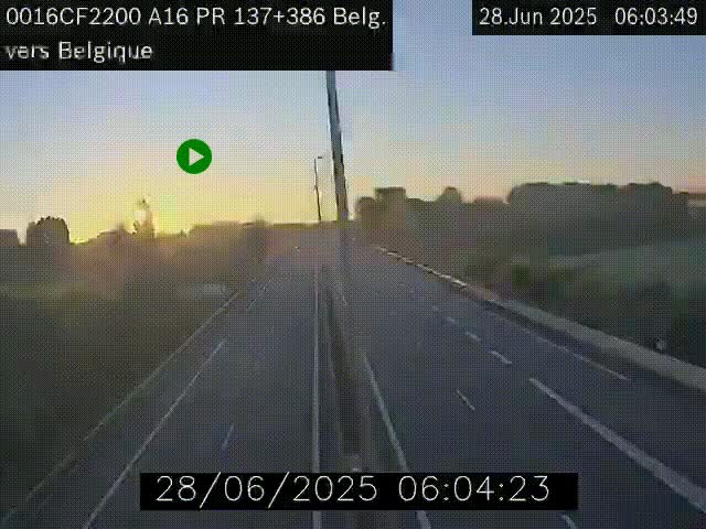 Webcam à la frontière franco-belge au niveau de Bray-Dunes/De-Panne sur l'autoroute A16. Vue orientée vers la Belgique
