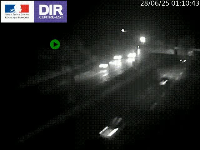 Caméra de circulation routière sur le boulevard périphérique Laurent Bonnevay de Lyon (D383) à hauteur de Bron, avant la jonction avec l'A43. Vue orientée vers l'échangeur