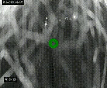 Webcam autoroute A63 en périphérie de Bordeaux au sud-est de la ville, en provenance du bassin d'Arcachon. Vue orientée vers Bordeaux