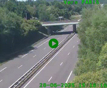 Caméra routière sur l'autoroute A20 au nord de Limoges, à la jonction avec la N520. Vue orientée vers Paris