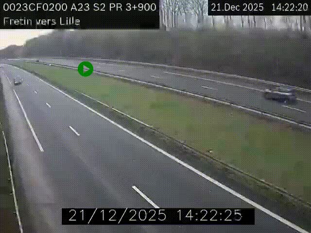 Webcam autoroute A23 à hauteur de Fretin. Vue orientée vers Lille