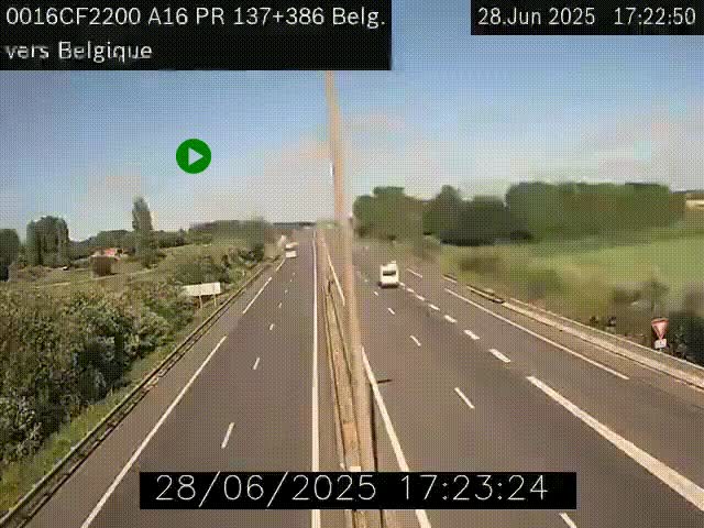 Webcam à la frontière franco-belge au niveau de Bray-Dunes/De-Panne sur l'autoroute A16. Vue orientée vers la Belgique