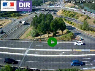 Webcam traffic à Grenoble-sud sur l'autoroute A480. Vue orientée vers l'entrée et la sortie de Grenoble