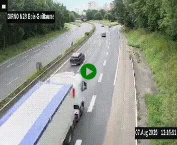 Webcam routière à hauteur de Bois-Guillaume en périphérie de Rouen. Vue orientée vers Rouen