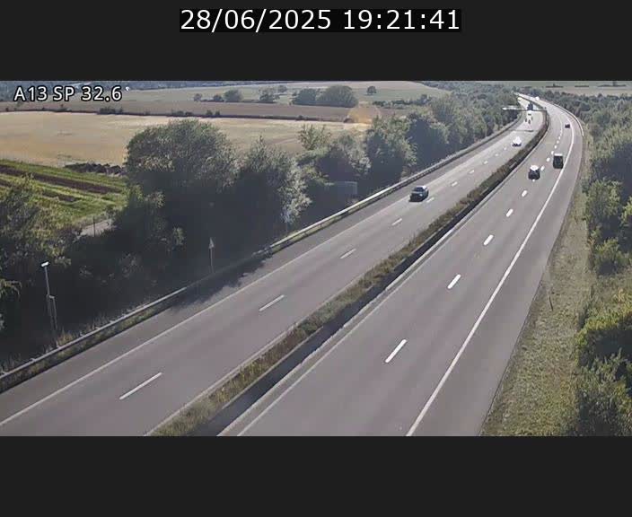 Webcam info trafic A13 à hauteur de Mondorf-les-bains. Vue orientée vers Altwies