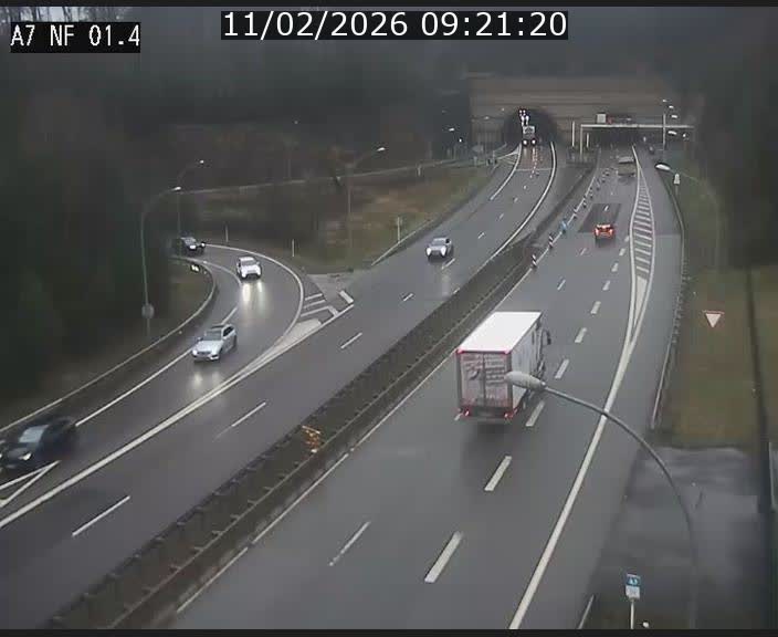 Caméra autoroute Luxembourg A7 - Echangeur Waldhaff - direction Tunnel Stafelter