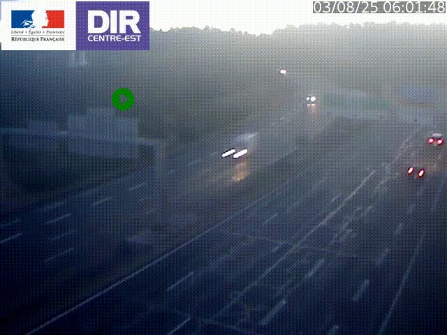 Caméra de circulation routière sur le boulevard périphérique Laurent Bonnevay de Lyon (D383) à hauteur de Bron, avant la jonction avec l'A43. Vue orientée vers l'échangeur