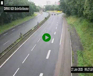 Webcam routière à hauteur de Bois-Guillaume en périphérie de Rouen. Vue orientée vers Rouen