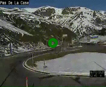 Webcam sur la N22 au niveau du poste frontière entre la France et Andorre à proximité de Pas de la Case à plus de 2000 mètres d'altitude