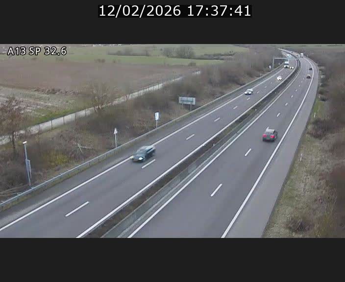 Webcam info trafic A13 à hauteur de Mondorf-les-bains. Vue orientée vers Altwies