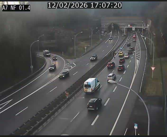Caméra autoroute Luxembourg A7 - Echangeur Waldhaff - direction Tunnel Stafelter