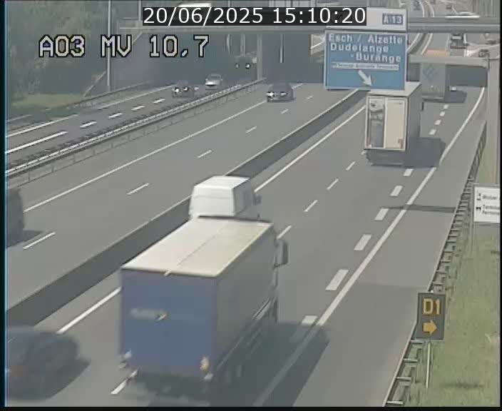 Traffic live webcam Luxembourg Croix de Bettembourg - A3 - BK 10.7 - direction France