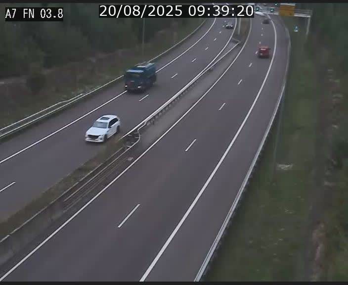 Caméra autoroute Luxembourg A7 - Passage à gibier Rëngelbour - direction Tunnel Stafelter
