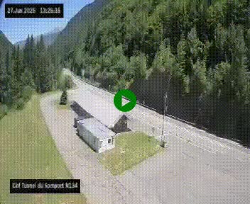 Webcam à l'entrée du tunnel du Somport, côté français, sur la N134, dans les Pyrénées, en direction de l'Espagne, à 1116 mètres d'altitude