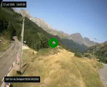 Webcam au col du Somport, côté français, sur la N134, dans les Pyrénées, en direction de l'Espagne, à 1632 mètres d'altitude