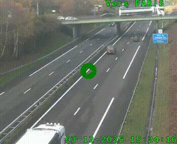 Caméra routière sur l'autoroute A20 au nord de Limoges, à la jonction avec la N520. Vue orientée vers Paris