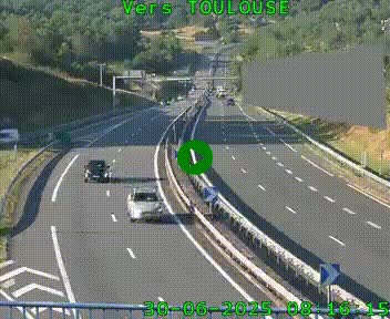 Caméra routière sur l'autoroute A20 à Noailles, en périphérie de Brive-la-Gaillarde. Vue orientée vers Toulouse