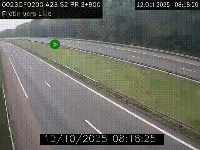 Webcam autoroute A23 à hauteur de Fretin. Vue orientée vers Lille