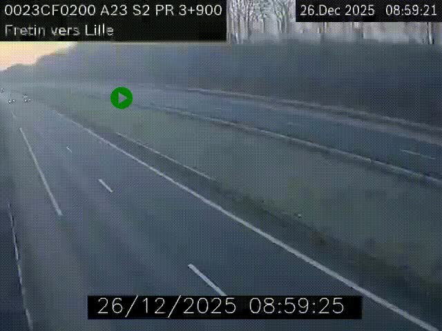 Webcam autoroute A23 à hauteur de Fretin. Vue orientée vers Lille