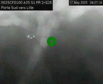 Webcam autoroute A25 sur le périphérique de Lille à hauteur de Lille-Sud et la sortie 3 Faches-Thumesnil. Vue orientée vers Lille-Centre.