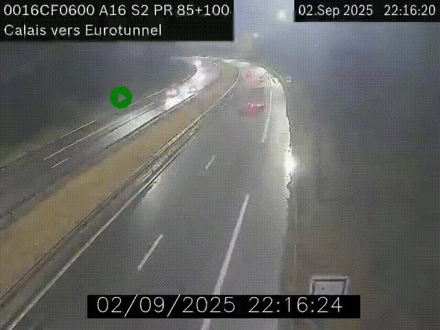 Webcam A16 à Calais en direction du Tunnel sous la Manche (Eurotunnel)