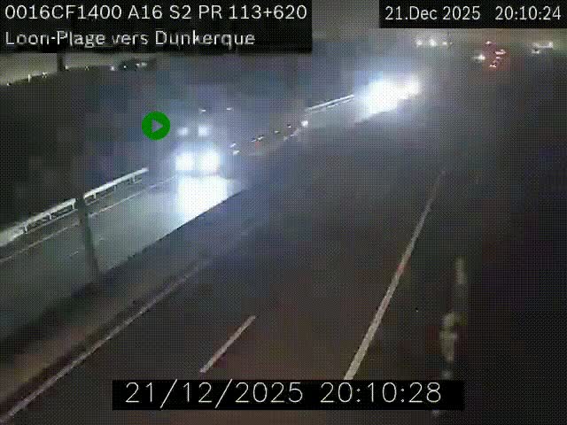 Webcam autoroute A16 à hauteur de Loon-Plage. Vue orientée vers Dunkerque et la Belgique.