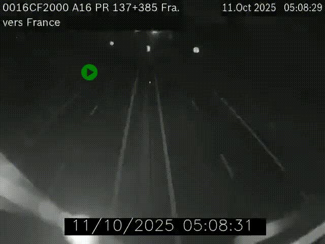 Webcam à la frontière franco-belge au niveau de Bray-Dunes/De-Panne sur l'autoroute A16. Vue orientée vers Calais