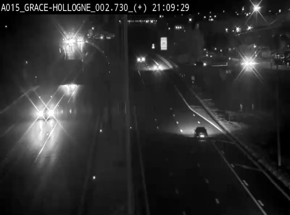 Webcam E42/A15 à Grâce-Hollogne, à proximité de la jonction avec l'A604. Vue orientée vers Namur
