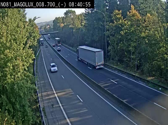 Webcam sur la N81 (E411) à hauteur de la jonction avec la N883. Vue orientée vers Arlon