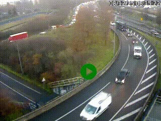 Caméra autoroute à la jonction entre l'A7 et la D301 (Boulevard urbain Sud de Lyon) à Feyzin, au sud de Lyon. Vue orientée vers Mions