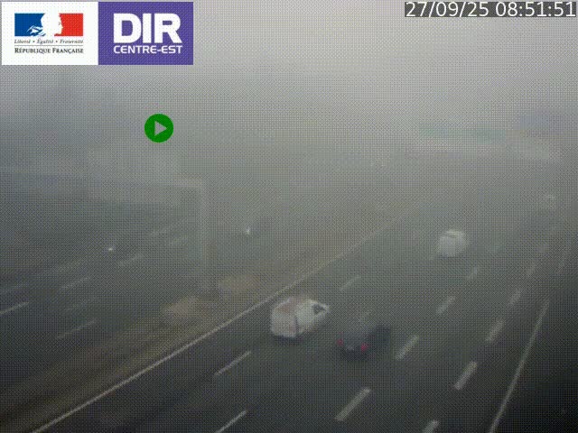Caméra de circulation routière sur le boulevard périphérique Laurent Bonnevay de Lyon (D383) à hauteur de Bron, avant la jonction avec l'A43. Vue orientée vers l'échangeur