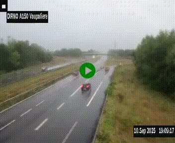 Webcam autoroute A150 à hauteur de La Vaupalière en périphérie de Rouen. Vue orientée vers Rouen