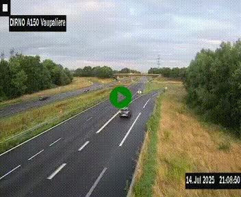 Webcam autoroute A150 à hauteur de La Vaupalière en périphérie de Rouen. Vue orientée vers Rouen