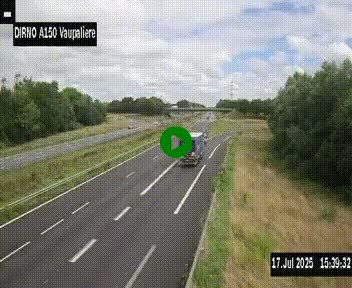 Webcam autoroute A150 à hauteur de La Vaupalière en périphérie de Rouen. Vue orientée vers Rouen