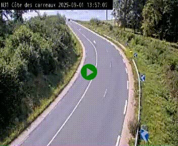 Webcam en haut de la Côte des Carreaux sur la N31 à Avesnes-en-Bray. Vue orientée vers Rouen