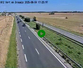 Webcam à hauteur de Vert-en-Drouais sur la N12, en périphérie de Dreux. Vue orientée vers Alençon