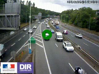 Caméra autoroute sur A6 - Valvert, près de Lyon, en direction de Paris, à hauteur de la sortie 36 Porte du Valvert