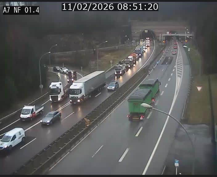 Caméra autoroute Luxembourg A7 - Echangeur Waldhaff - direction Tunnel Stafelter