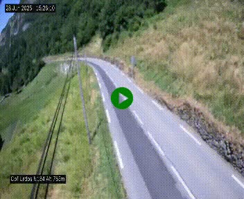 Webcam dans les Pyrénées Atlantique au niveau du col d'Urdos et du fort du Pourtalet sur la N134, en direction du Col et du tunnel du Somport, à 765 mètres d'altitude