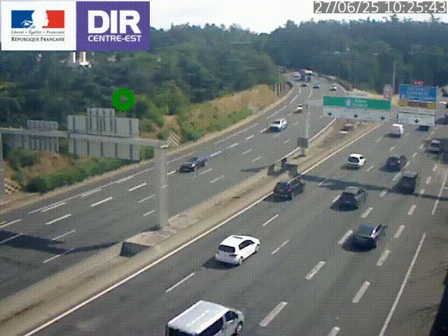Caméra de circulation routière sur le boulevard périphérique Laurent Bonnevay de Lyon (D383) à hauteur de Bron, avant la jonction avec l'A43. Vue orientée vers l'échangeur