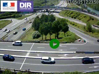 Webcam traffic à Grenoble-sud sur l'autoroute A480. Vue orientée vers l'entrée et la sortie de Grenoble