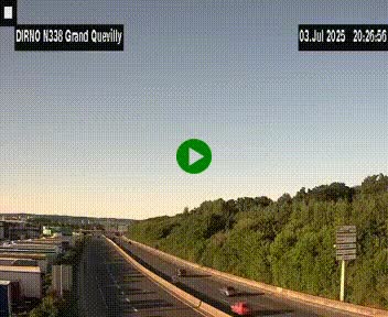 Webcam routière sur N338 à hauteur de Grand-Quevilly en périphérie de Rouen. Vue orientée vers Rouen