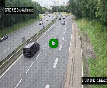 Webcam routière à hauteur de Bois-Guillaume en périphérie de Rouen. Vue orientée vers Rouen