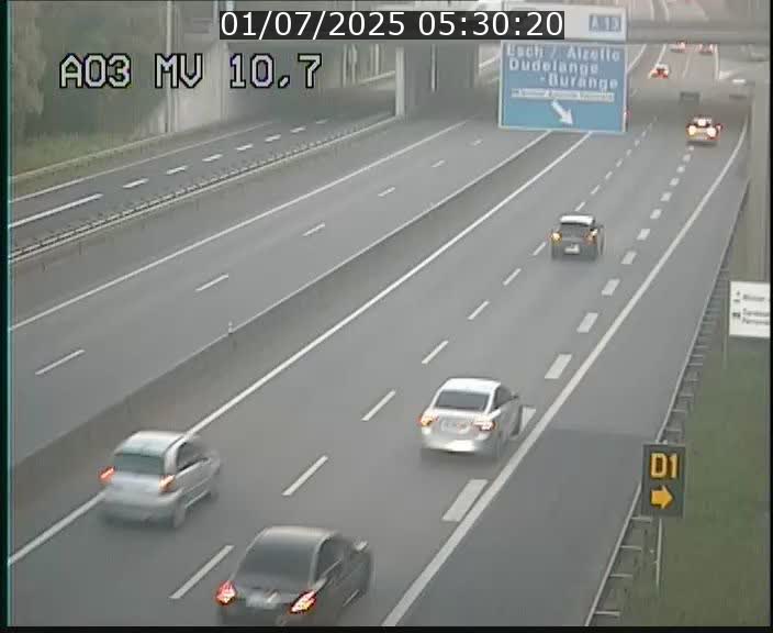 Traffic live webcam Luxembourg Croix de Bettembourg - A3 - BK 10.7 - direction France