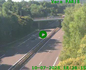 Caméra routière sur l'autoroute A20 au nord de Limoges, à la jonction avec la N520. Vue orientée vers Paris